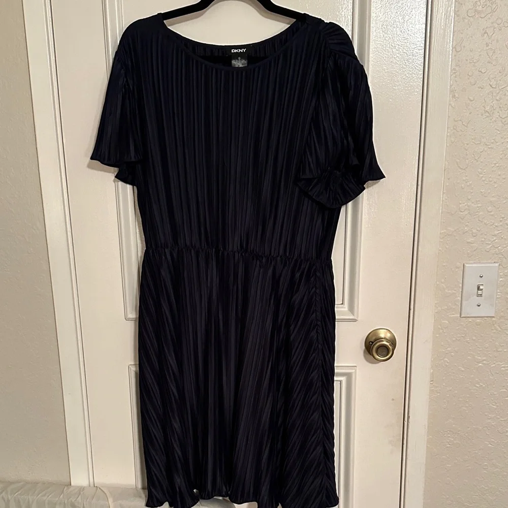 DKNY Midnight Blue Pleated Midi Dress